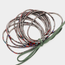 Load image into Gallery viewer, 12PCS - Ribbon Colorful Rhinestone Layered Stretch Bracelets
