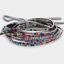 Load image into Gallery viewer, 12PCS - Ribbon Colorful Rhinestone Layered Stretch Bracelets
