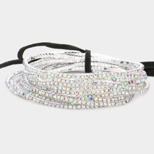 Load image into Gallery viewer, Silver 12PCS  Ribbon Colorful Rhinestone Layered Stretch Bracelets
