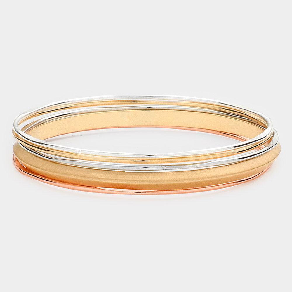 Three Tone 5PCS - Metal Bangle Bracelets - Jewelry Store by Erik Rayo