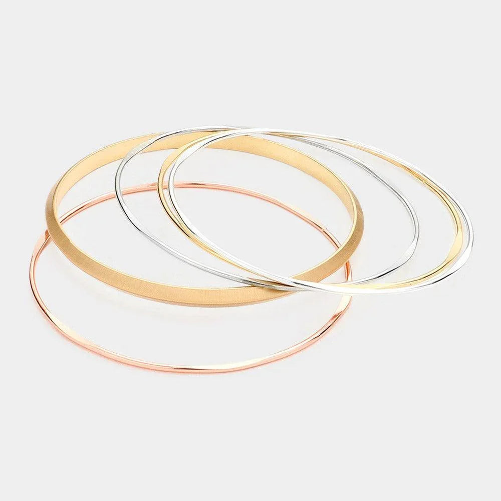 Three Tone 5PCS - Metal Bangle Bracelets - Jewelry Store by Erik Rayo