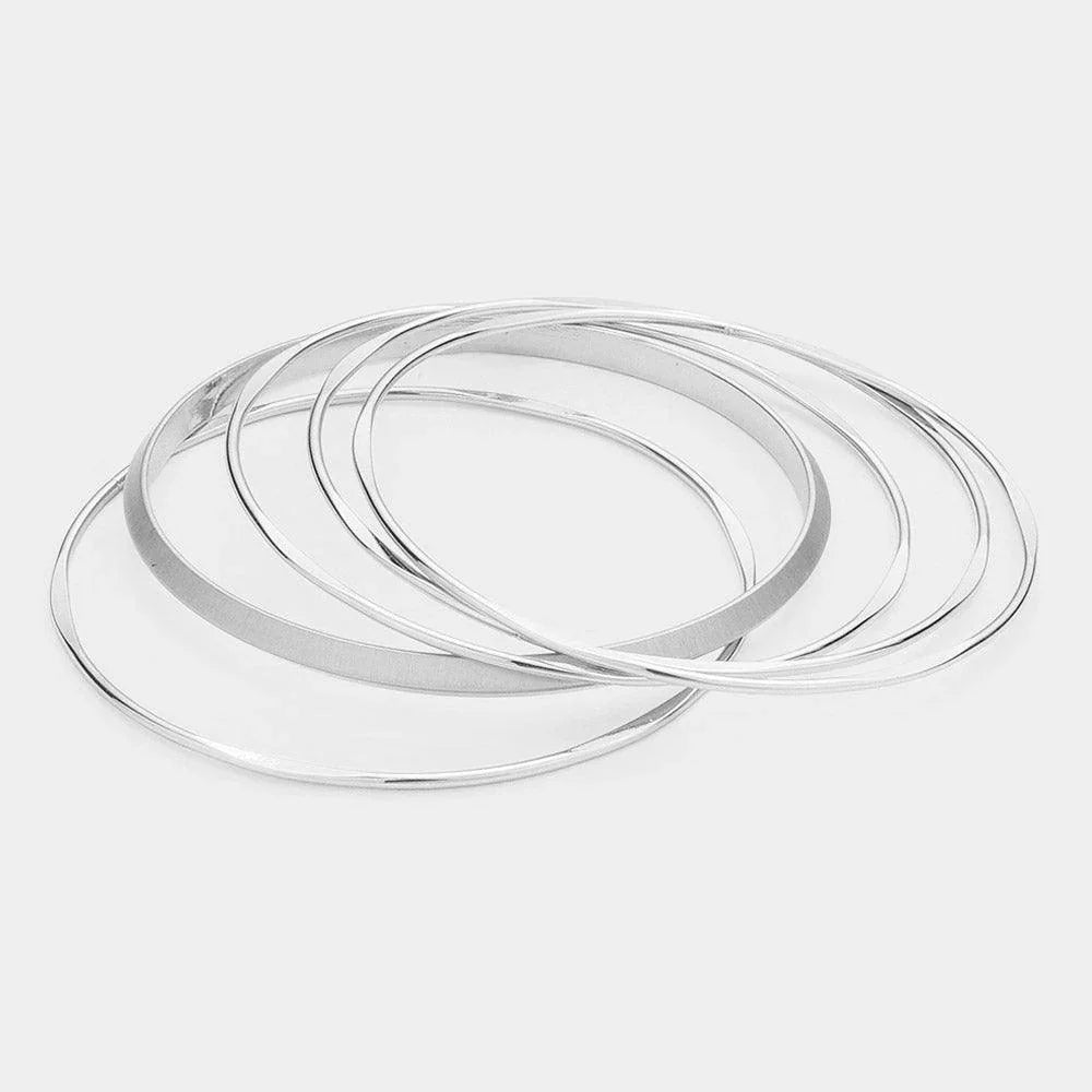 Silver 5PCS Metal Bangle Bracelets - Jewelry Store by Erik Rayo