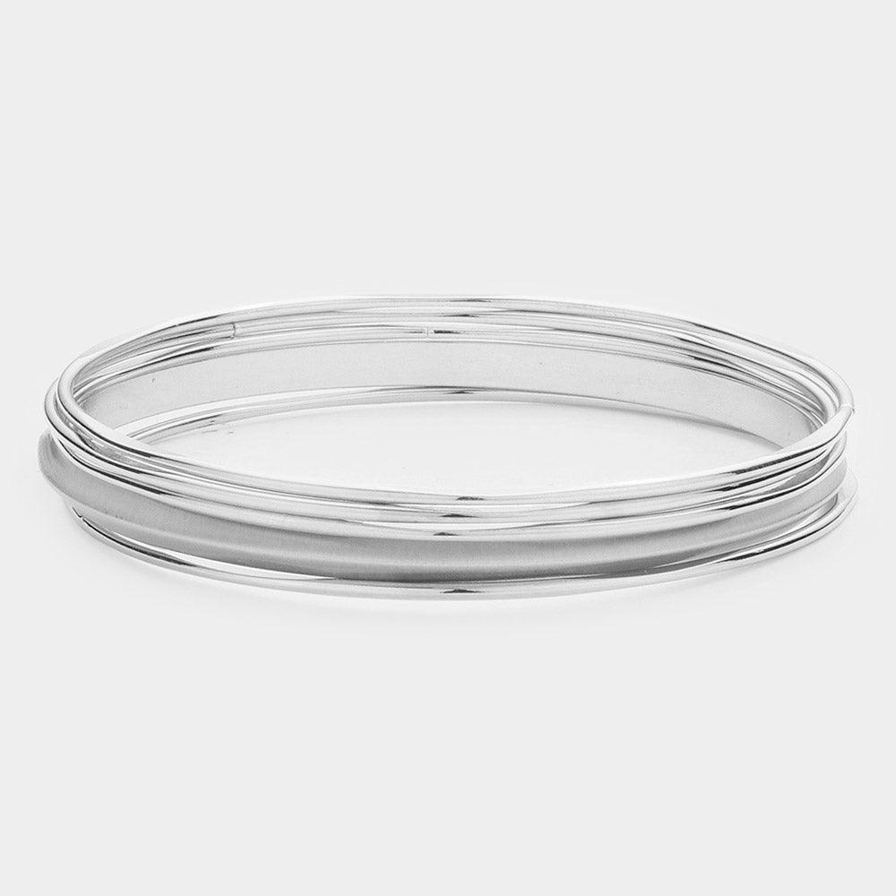 Silver 5PCS  Metal Bangle Bracelets