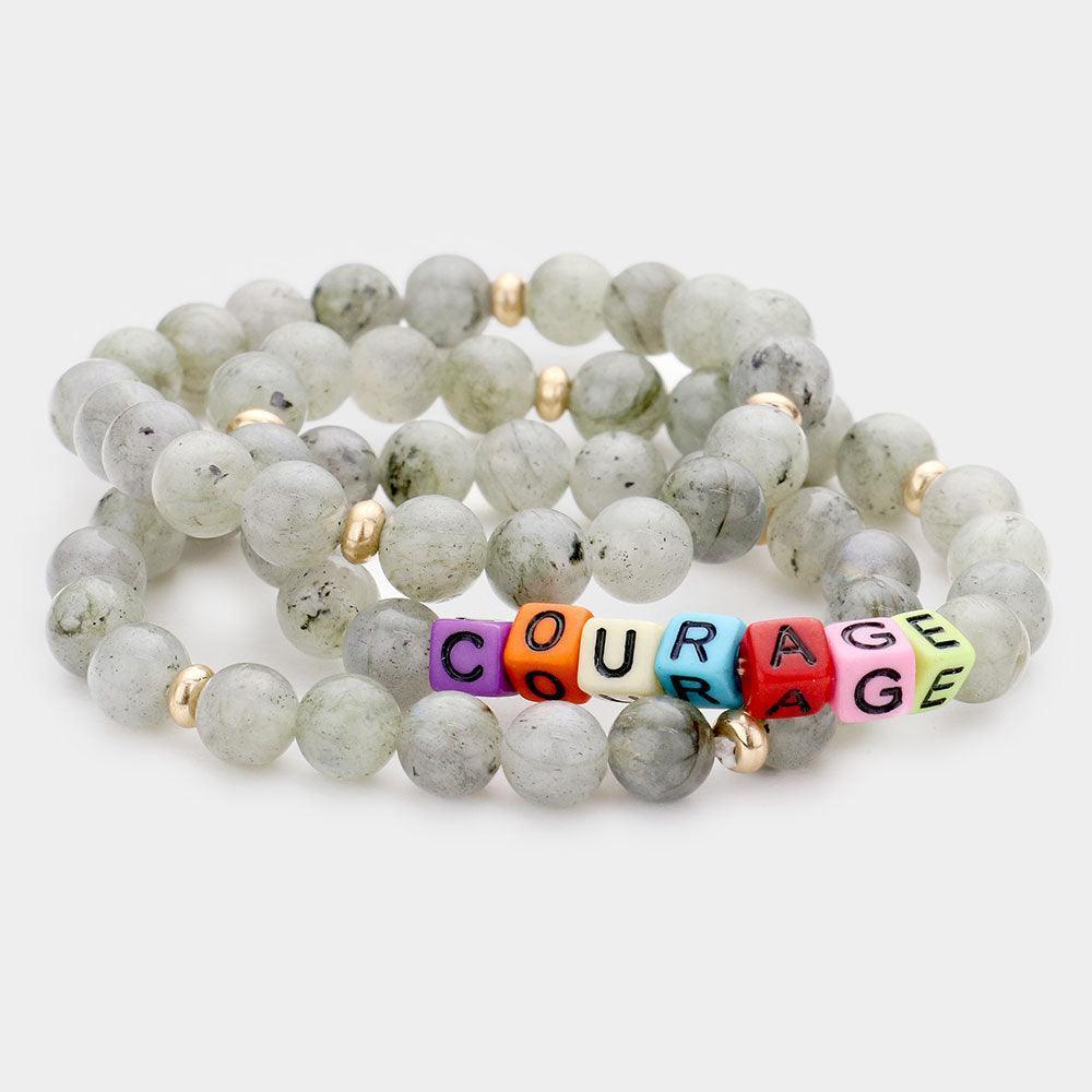 Gray 3PCS Semi Precious Layered Stretch Bracelets - Jewelry Store by Erik Rayo