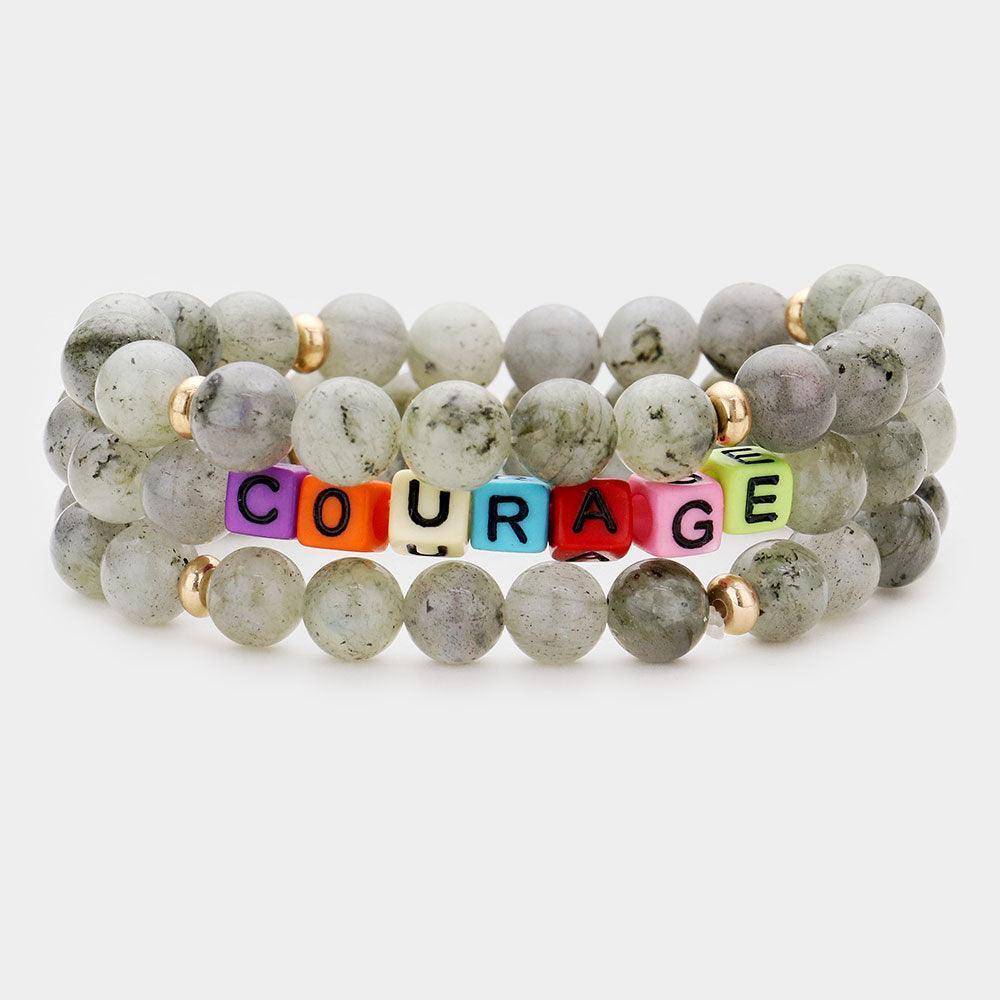 Gray 3PCS Semi Precious Layered Stretch Bracelets - Jewelry Store by Erik Rayo