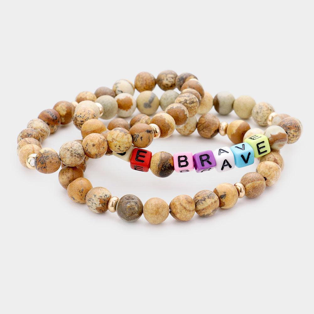 3PCS Semi Precious Layered Stretch Bracelets - Jewelry Store by Erik Rayo