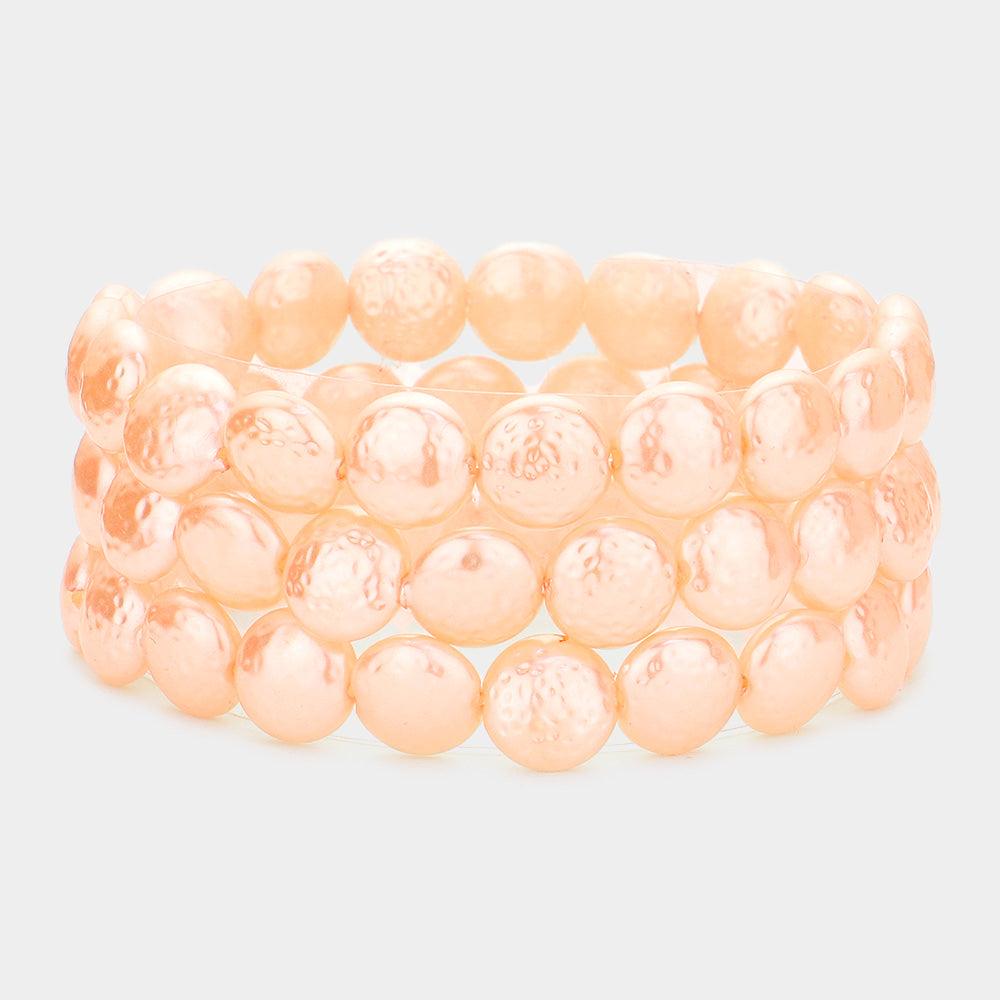 Peach 3PCS - Peach Pearl Bracelets