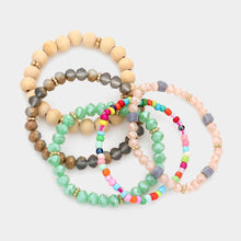 Load image into Gallery viewer, 5PCS - Wood Multi Beads Multi Layered Bracelets
