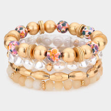 Load image into Gallery viewer, 4PCS - Printed Ball Pearl Faceted Beaded Stretch Bracelets
