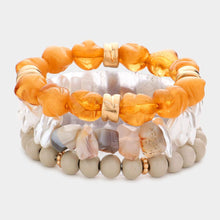 Load image into Gallery viewer, Beige 3PCS - Natural Stone Pearl Wood Beaded Stretch Bracelets
