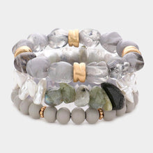 Load image into Gallery viewer, Gray 3PCS - Natural Stone Pearl Wood Beaded Stretch Bracelets
