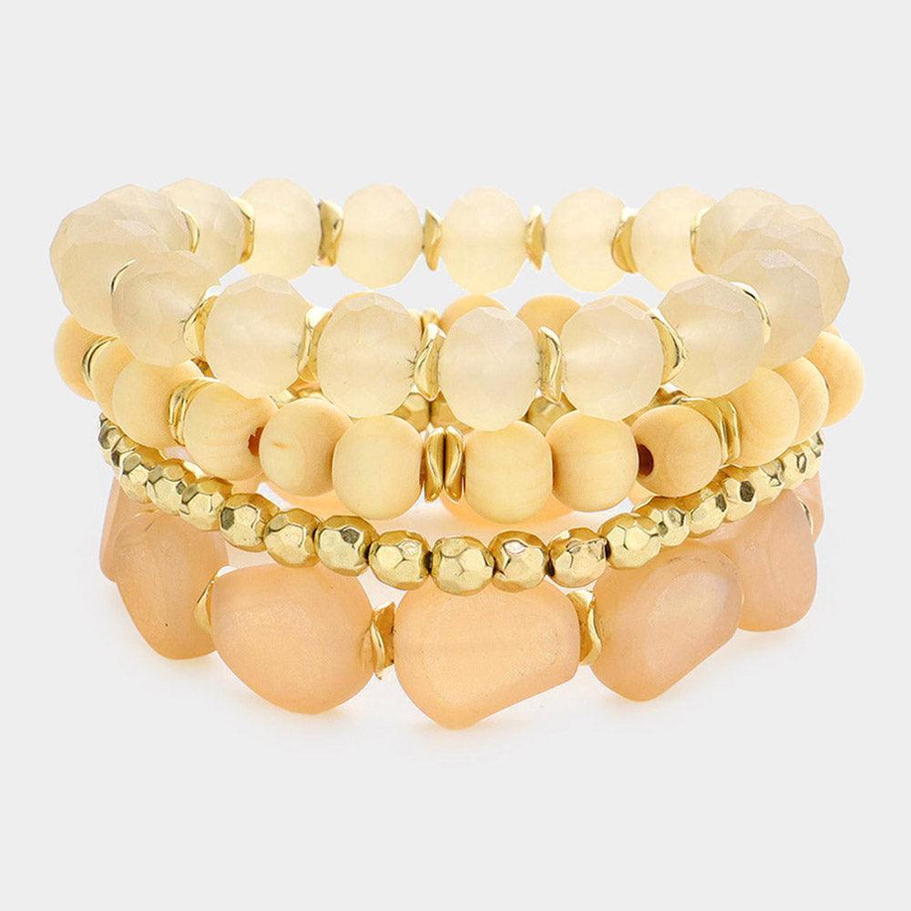 4PCS - Wood Ball Multi Beaded Stretch Bracelets - Jewelry Store by Erik Rayo