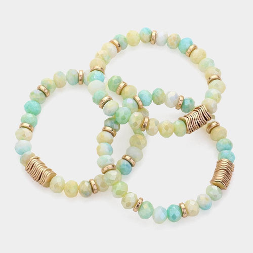 3PCS - Faceted Ombre Beaded Stretch Multi Layered Bracelets - Jewelry Store by Erik Rayo