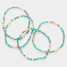 Load image into Gallery viewer, Green 4PCS - Faceted Beaded Multi Layered Bracelets
