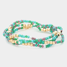 Load image into Gallery viewer, Green 4PCS - Faceted Beaded Multi Layered Bracelets
