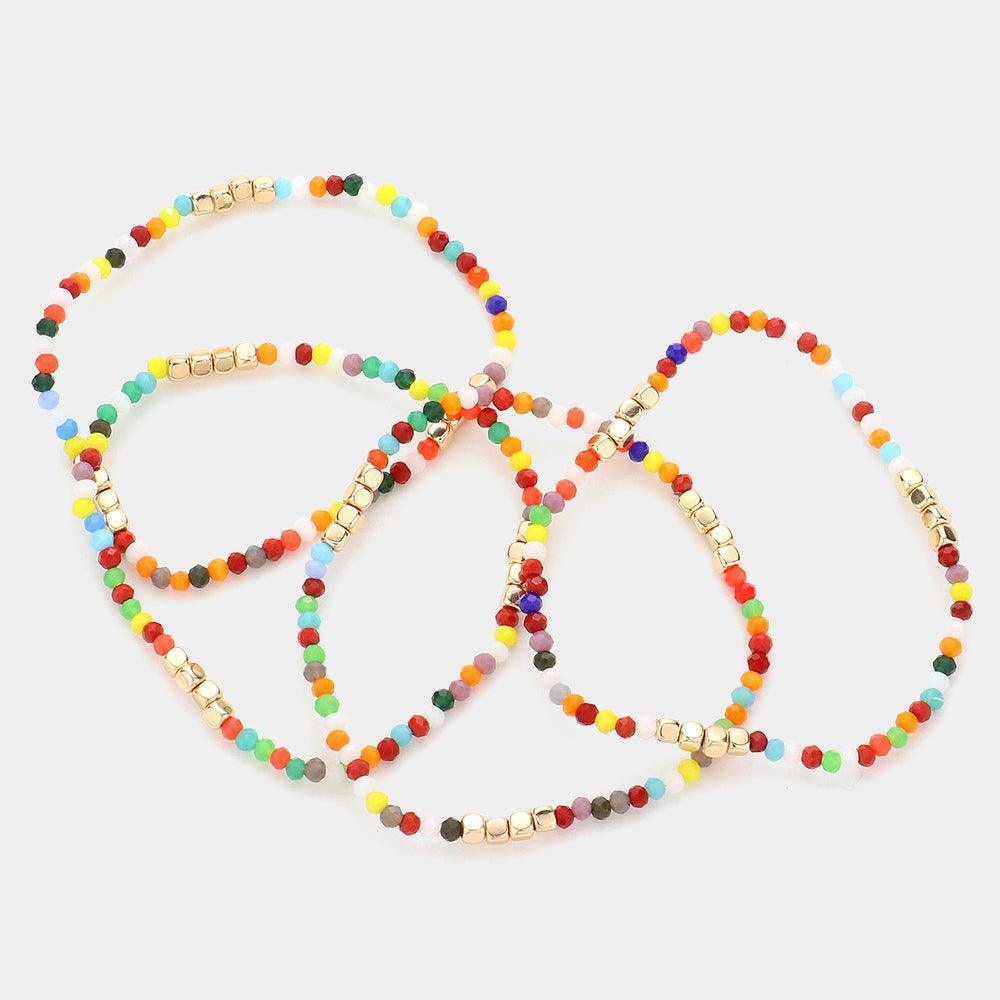 4PCS - Faceted Beaded Multi Layered Bracelets - Jewelry Store by Erik Rayo