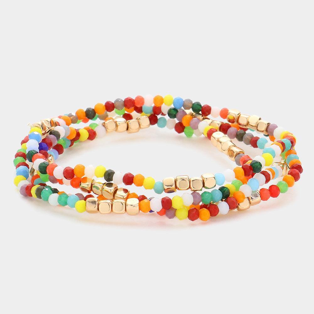 4PCS - Faceted Beaded Multi Layered Bracelets - Jewelry Store by Erik Rayo