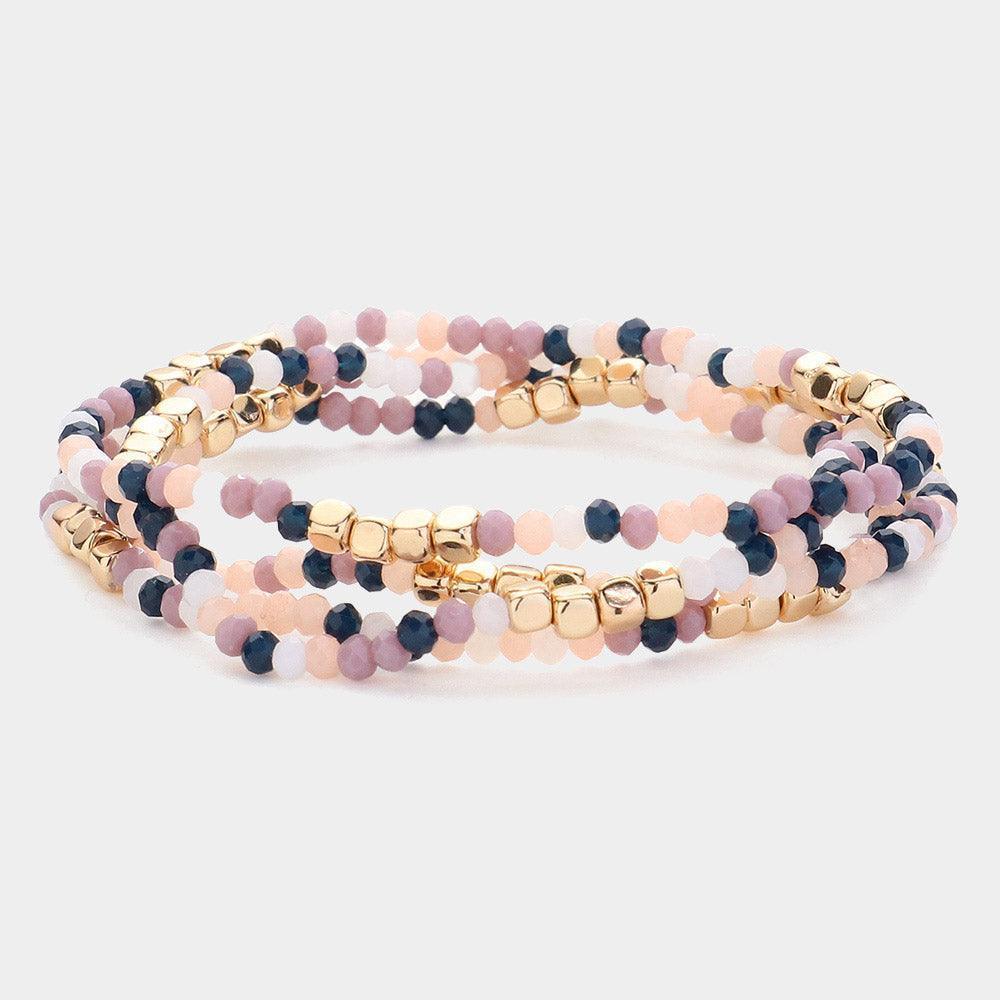 4PCS - Faceted Beaded Multi Layered Bracelets - Jewelry Store by Erik Rayo