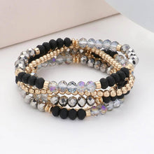 Load image into Gallery viewer, Black 5PCS  Faceted Beaded Stretch Multi Layered Bracelets
