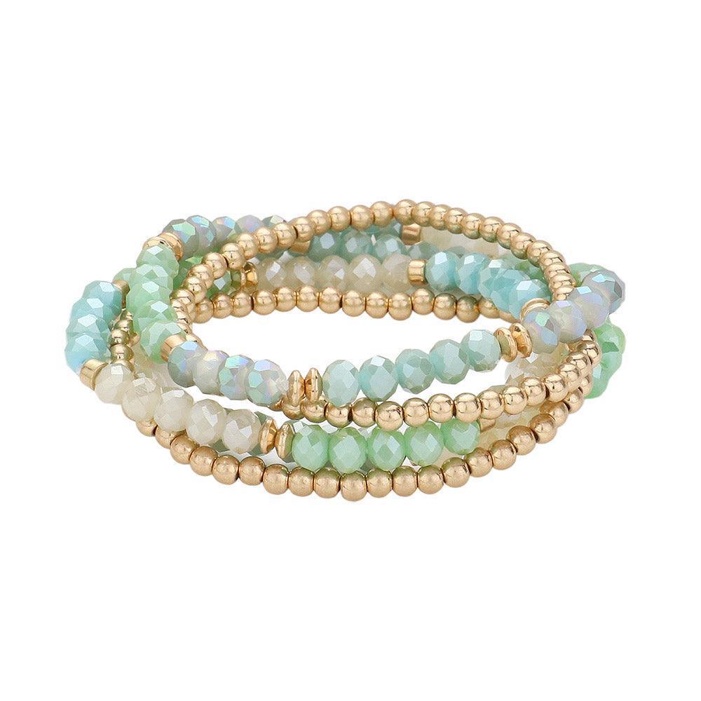 5PCS - Faceted Beaded Stretch Multi Layered Bracelets - Jewelry Store by Erik Rayo