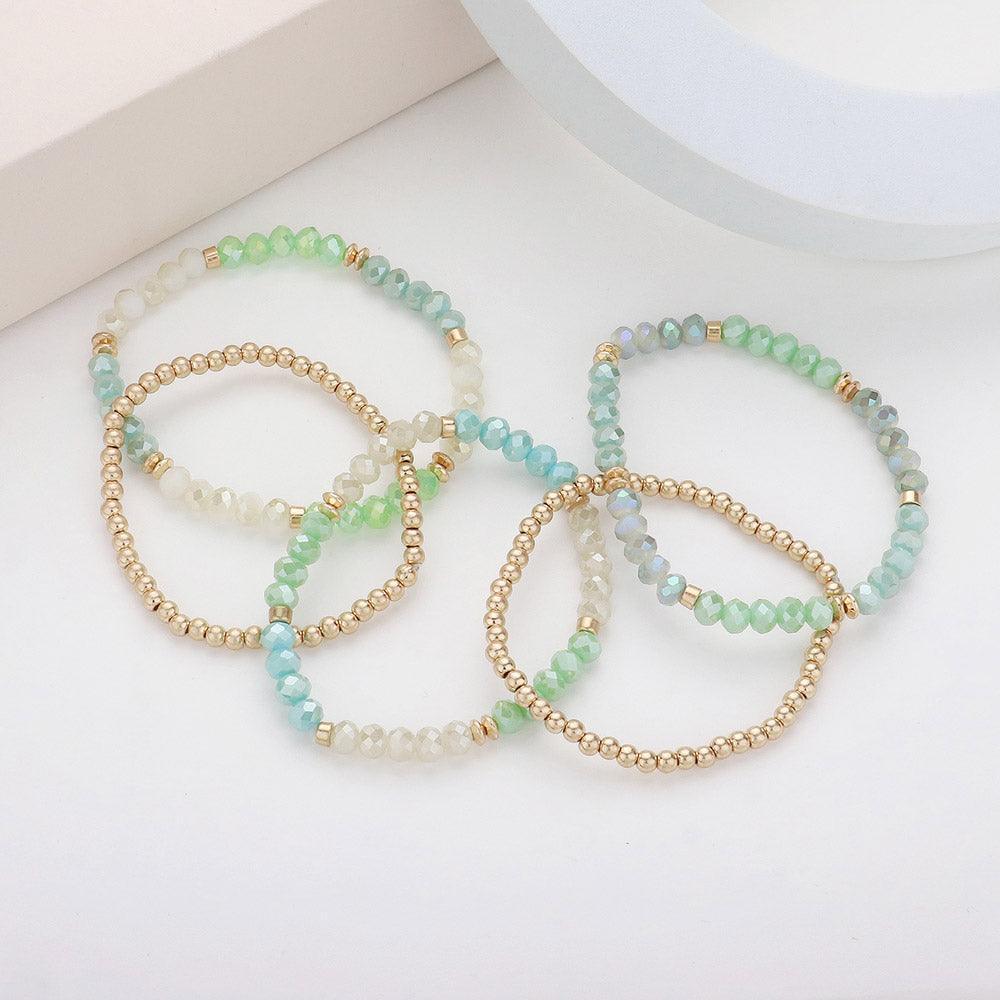 5PCS - Faceted Beaded Stretch Multi Layered Bracelets - Jewelry Store by Erik Rayo