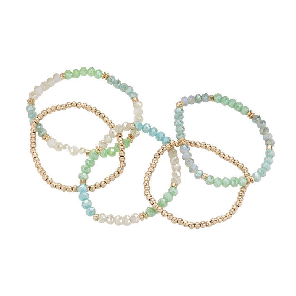 5PCS - Faceted Beaded Stretch Multi Layered Bracelets - Jewelry Store by Erik Rayo