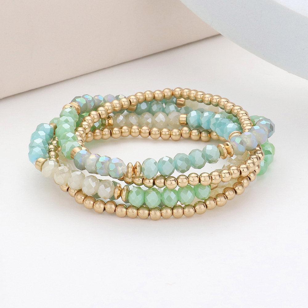5PCS - Faceted Beaded Stretch Multi Layered Bracelets - Jewelry Store by Erik Rayo