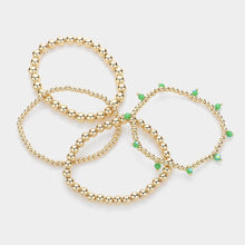 Load image into Gallery viewer, Green 4PCS - Faceted Beads Station Metal Ball Stretch Multi Layered Bracelets
