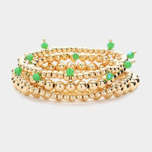 Load image into Gallery viewer, Green 4PCS - Faceted Beads Station Metal Ball Stretch Multi Layered Bracelets
