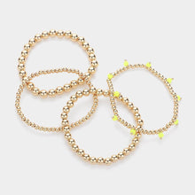 Load image into Gallery viewer, Yellow 4PCS - Faceted Beads Station Metal Ball Stretch Multi Layered Bracelets
