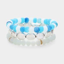 Load image into Gallery viewer, Turquoise 3PCS  Metal Faceted Beaded Stretch Multi Layered Bracelets
