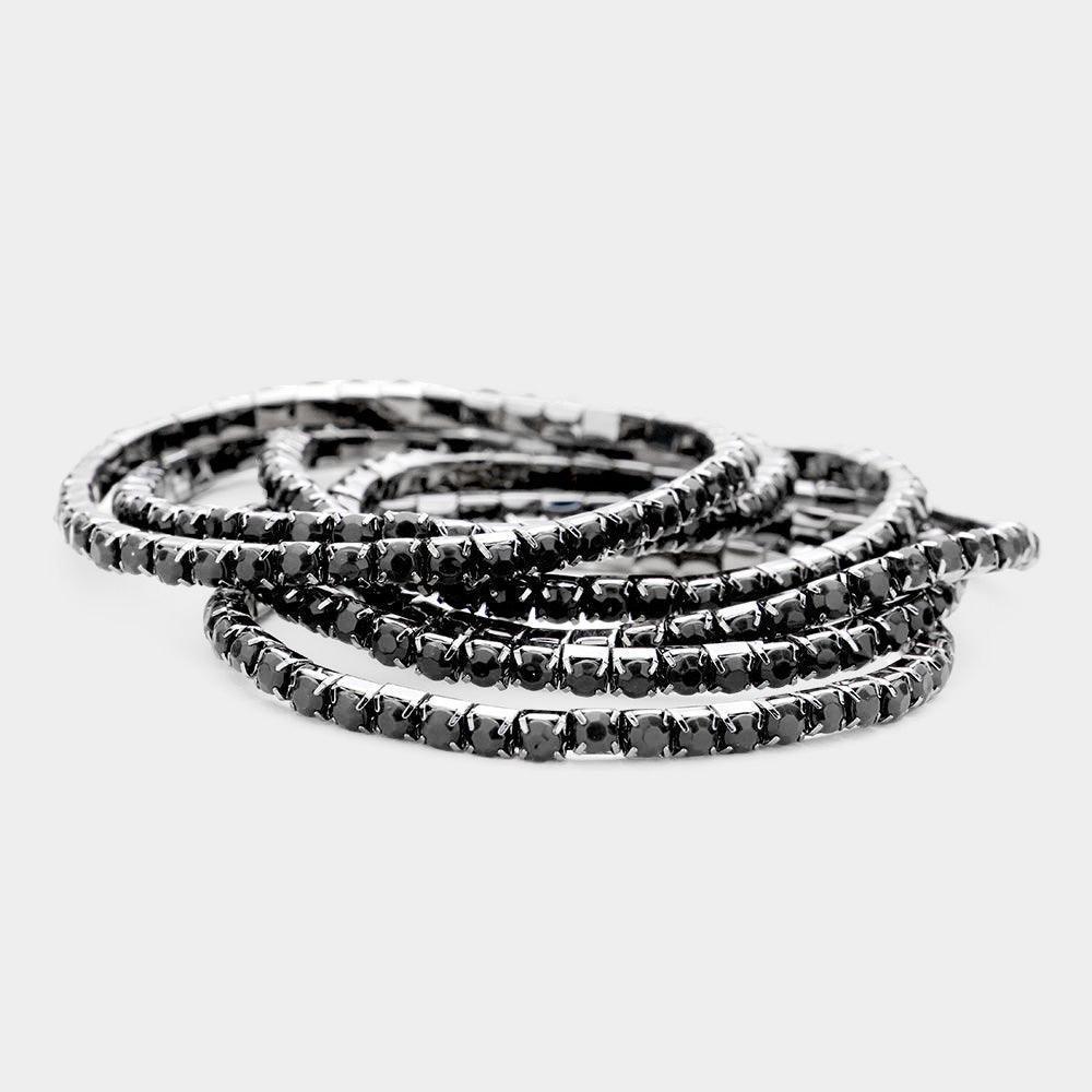 Hematite 6PCS Multi Layered Beaded Stretch Bracelet - Jewelry Store by Erik Rayo