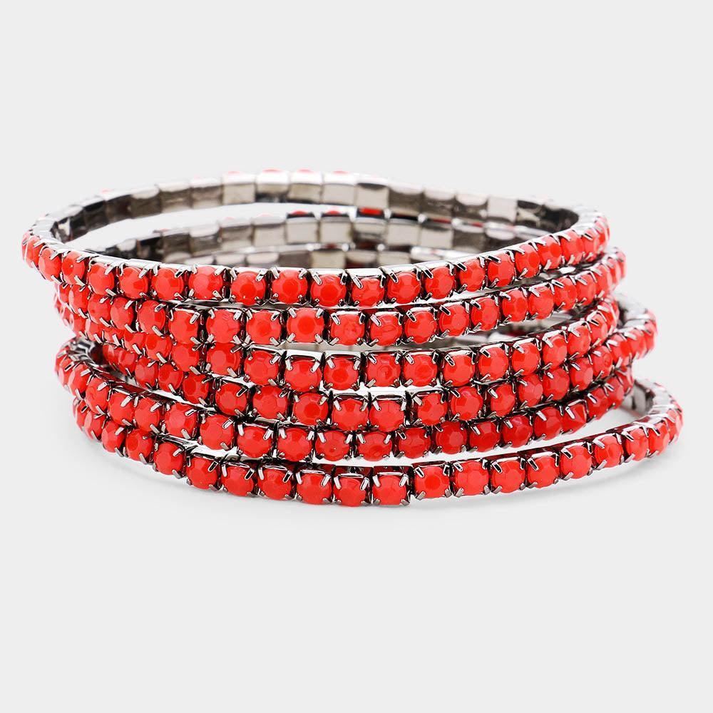 Hematite 6PCS Multi Layered Beaded Stretch Bracelet - Jewelry Store by Erik Rayo