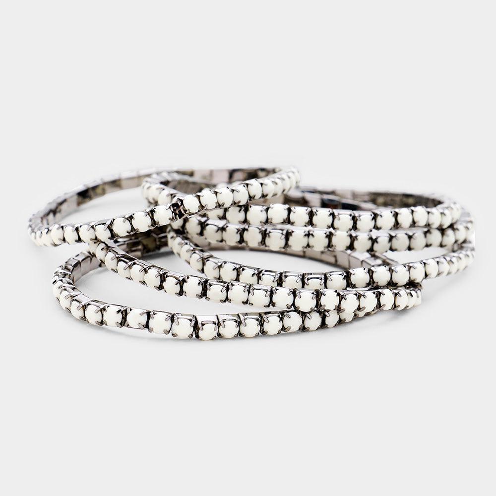 Hematite 6PCS Multi Layered Beaded Stretch Bracelet - Jewelry Store by Erik Rayo