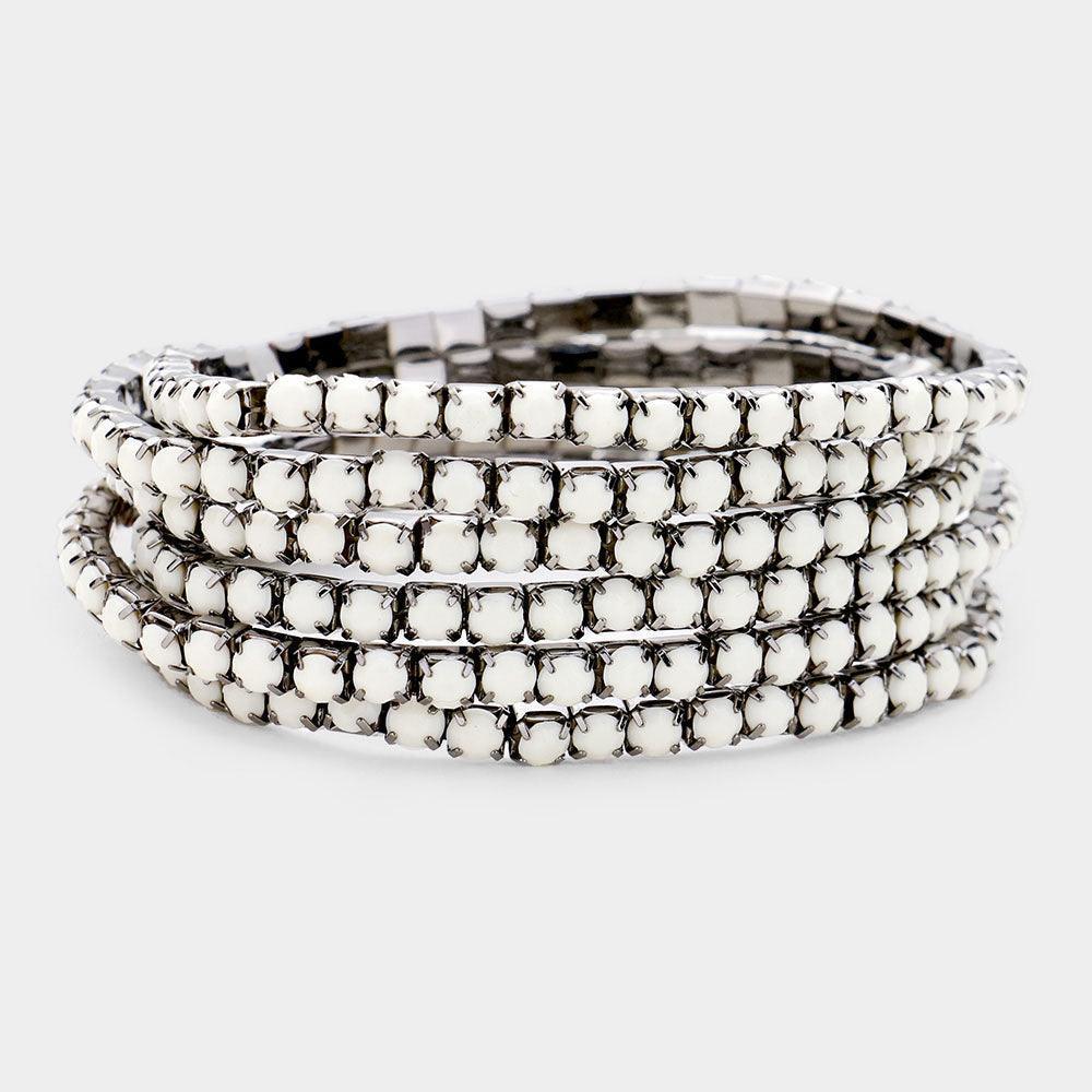 Hematite 6PCS Multi Layered Beaded Stretch Bracelet - Jewelry Store by Erik Rayo