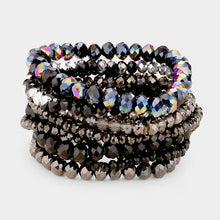 Load image into Gallery viewer, Black 9PCS  Faceted Bead Stretch Bracelets
