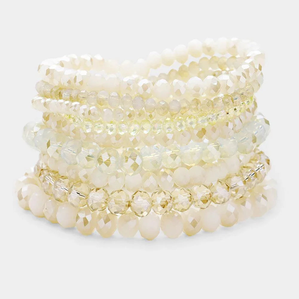 9PCS - Faceted Bead Stretch Bracelets