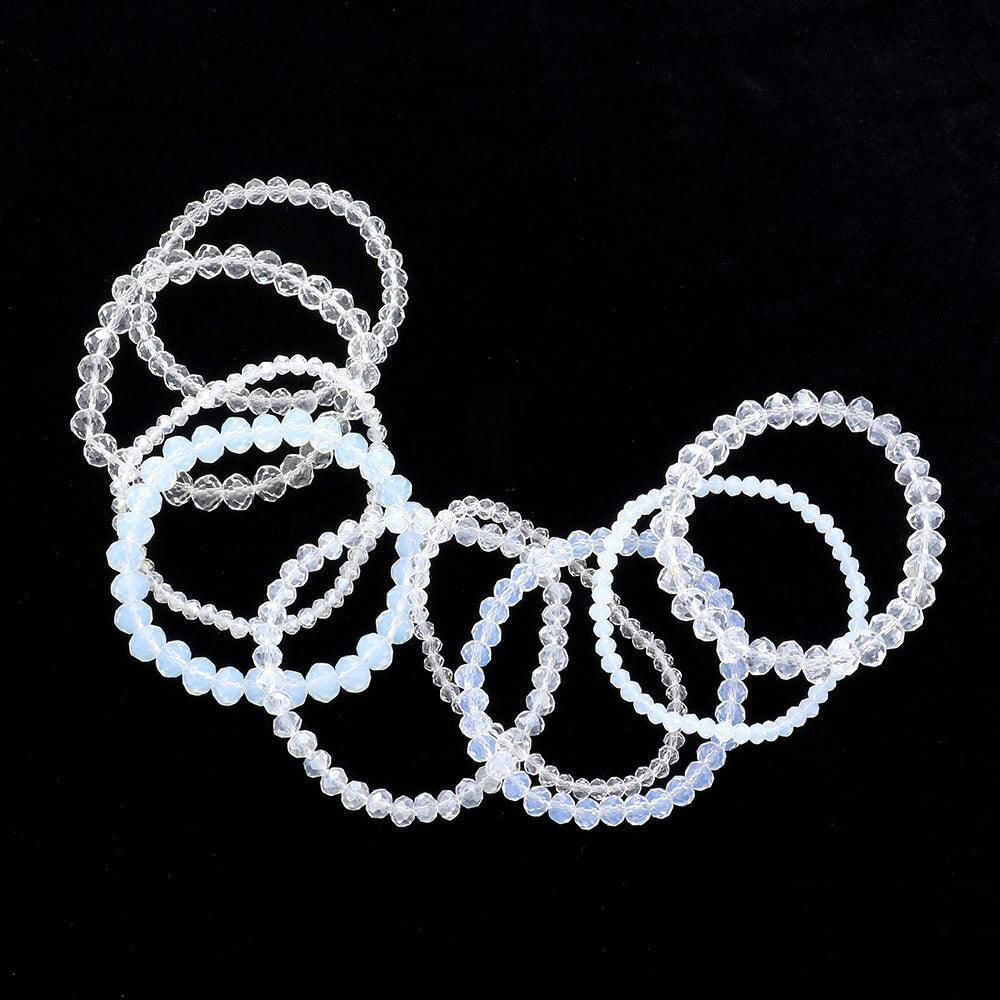 Clear 9PCS - Faceted Bead Stretch Bracelets - Jewelry Store by Erik Rayo