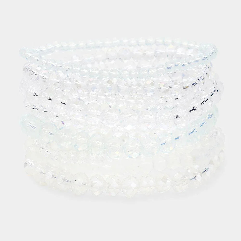 Clear 9PCS - Faceted Bead Stretch Bracelets - Jewelry Store by Erik Rayo