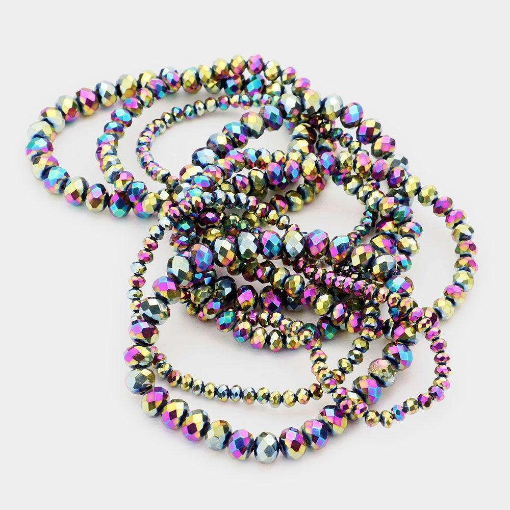 9PCS - Faceted Bead Stretch Bracelets - Jewelry Store by Erik Rayo