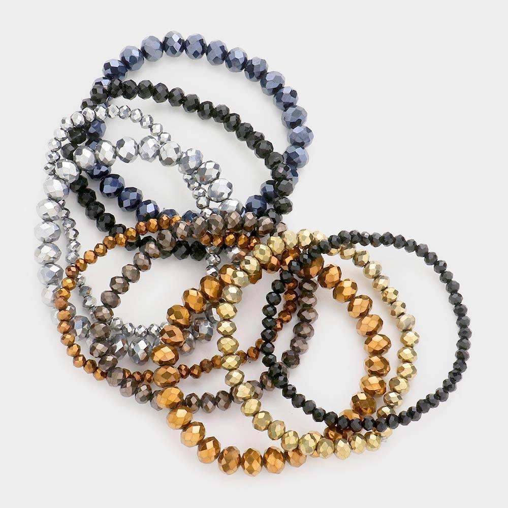 9PCS - Faceted Bead Stretch Bracelets - Jewelry Store by Erik Rayo