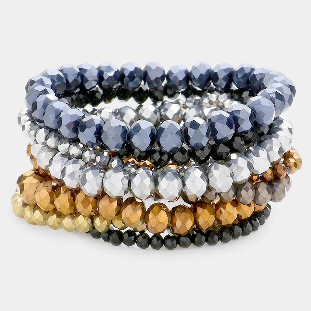 9PCS - Faceted Bead Stretch Bracelets - Jewelry Store by Erik Rayo