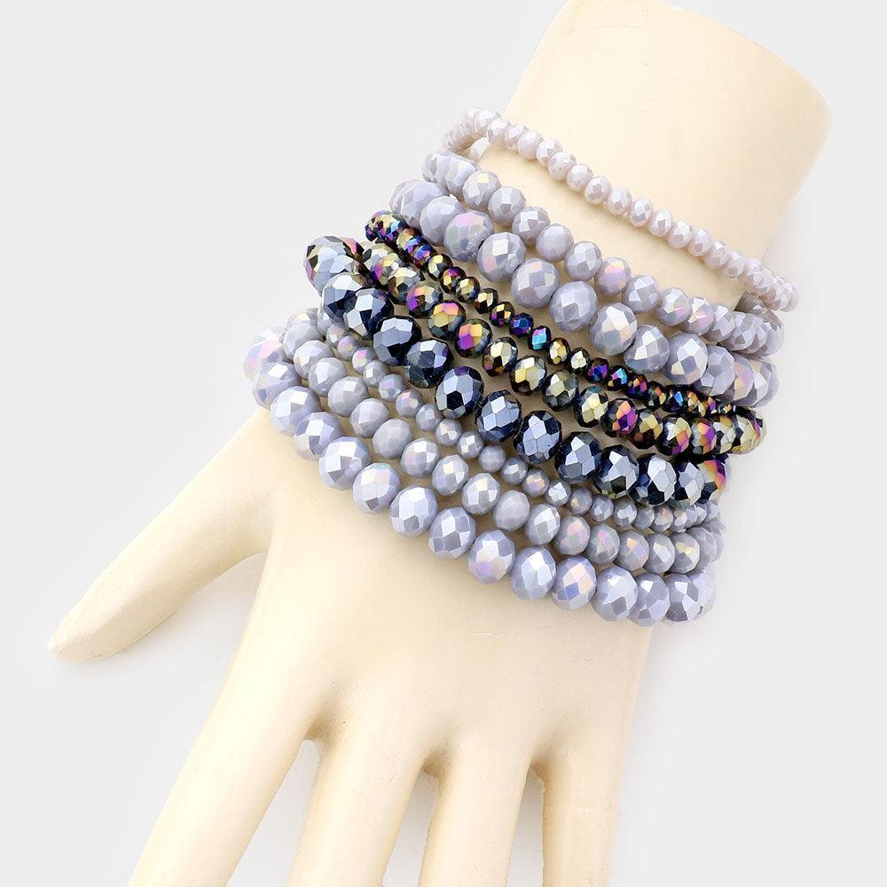 9PCS - Faceted Bead Stretch Bracelets - Jewelry Store by Erik Rayo