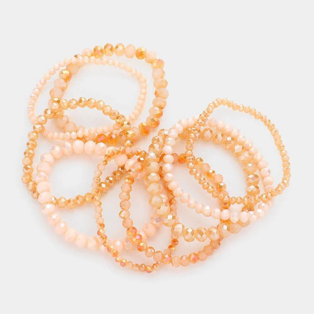 9PCS - Faceted Bead Stretch Bracelets - Jewelry Store by Erik Rayo