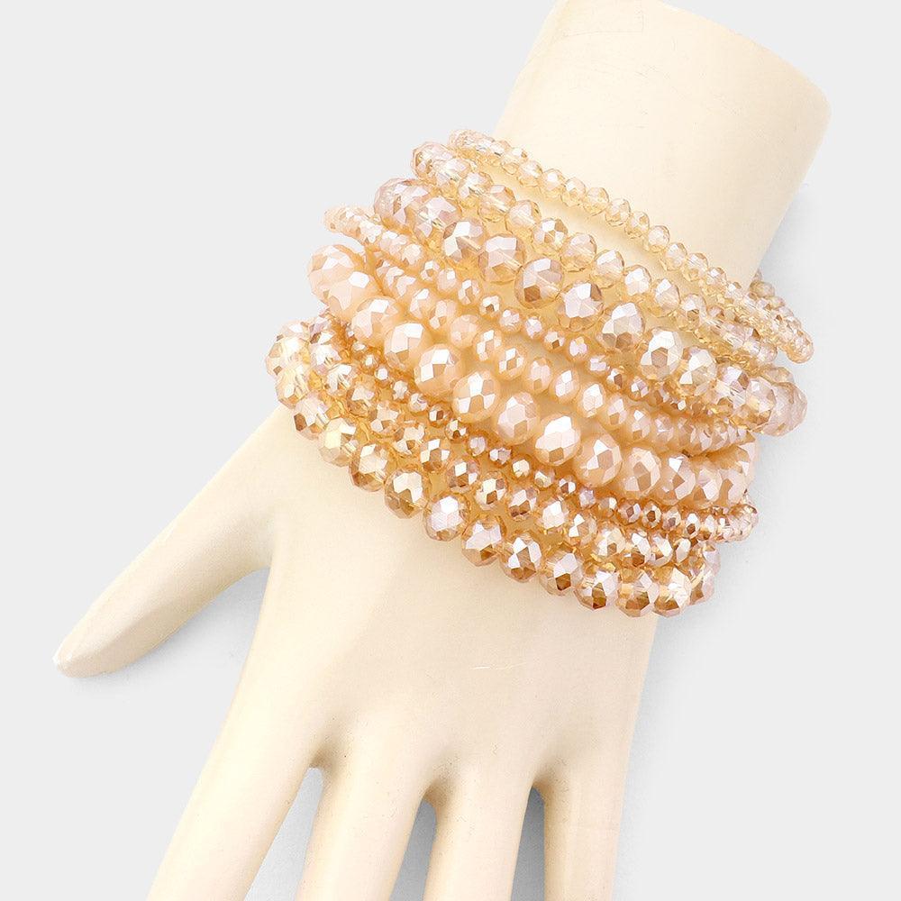 9PCS - Faceted Bead Stretch Bracelets - Jewelry Store by Erik Rayo