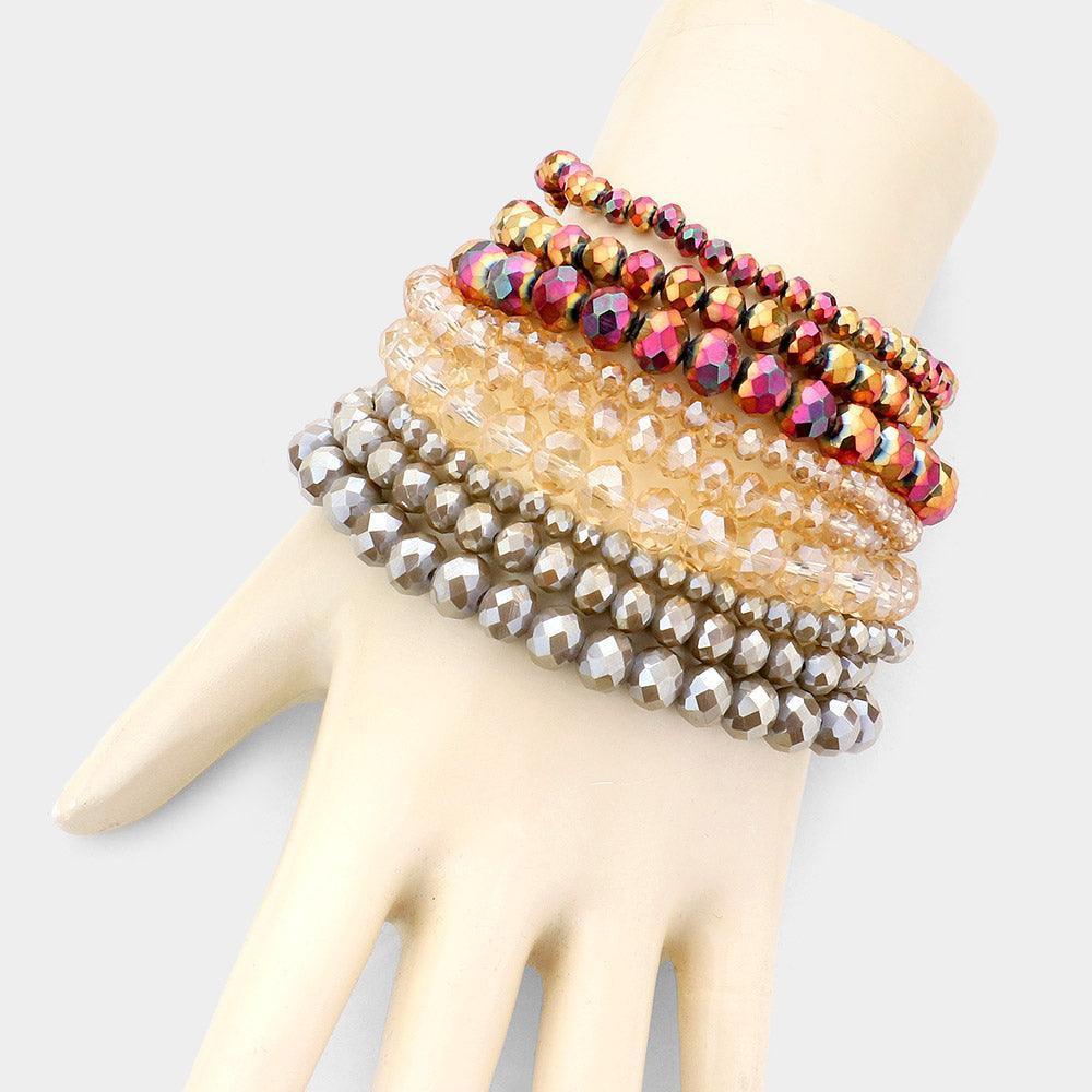 9PCS - Faceted Bead Stretch Bracelets - Jewelry Store by Erik Rayo