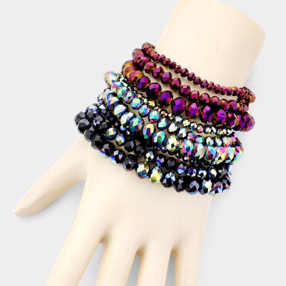 9PCS - Faceted Bead Stretch Bracelets - Jewelry Store by Erik Rayo