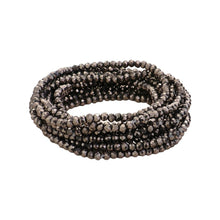 Load image into Gallery viewer, Black 10PCS  Faceted Beaded Multi Layered Stretch Bracelets
