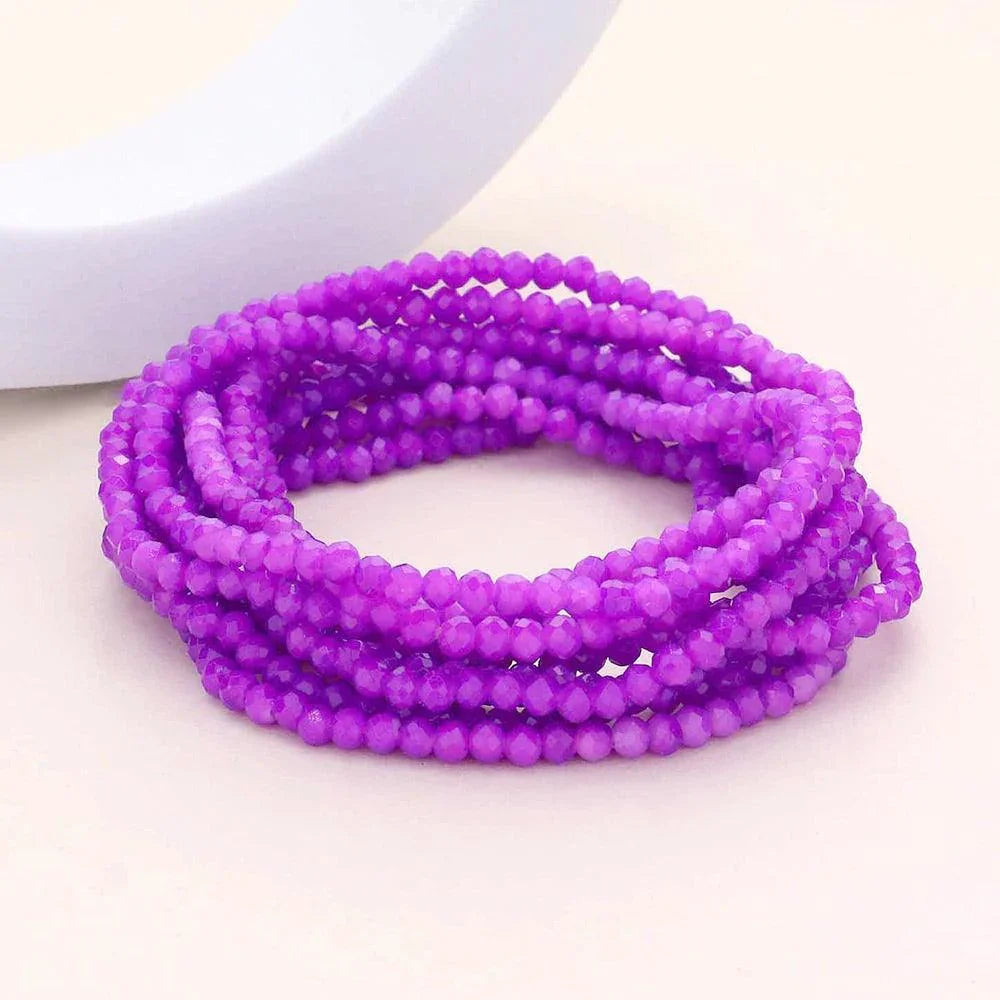 10PCS - Faceted Beaded Multi Layered Stretch Bracelets - Jewelry Store by Erik Rayo