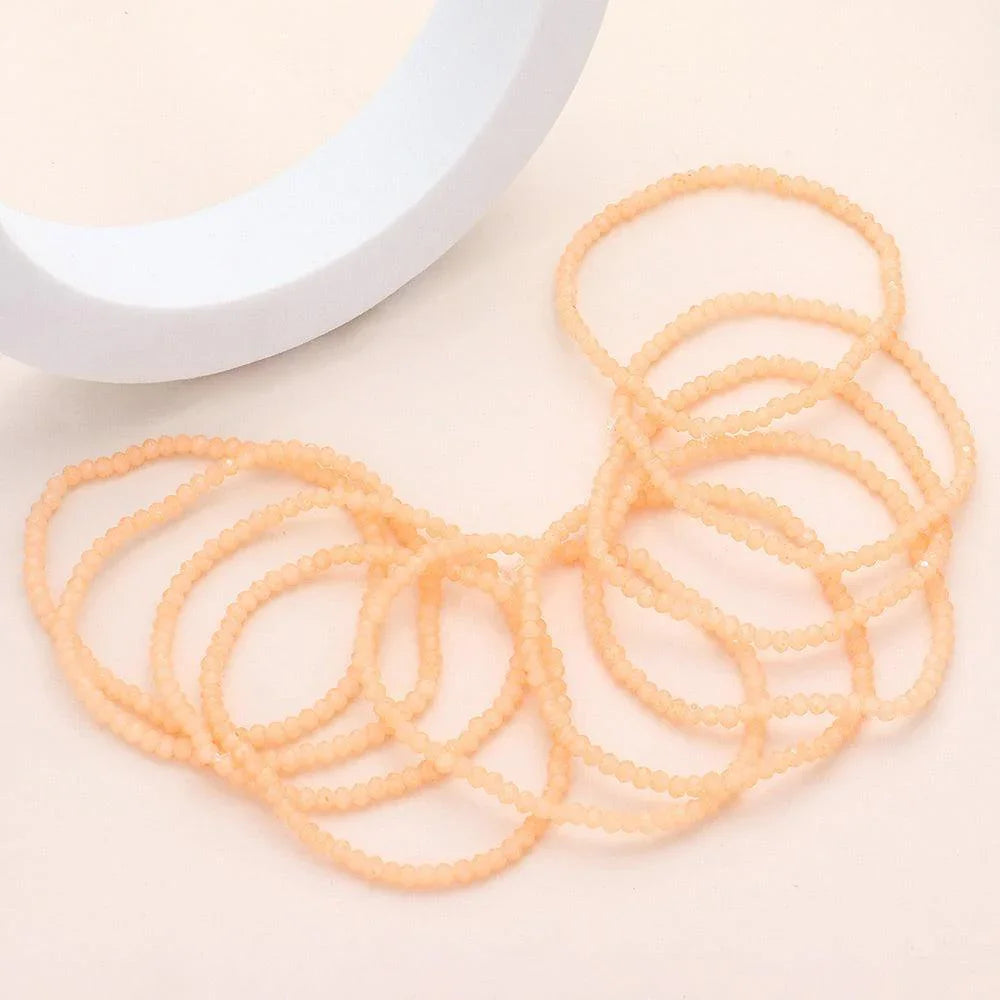 Ivory 10PCS - Faceted Beaded Multi Layered Stretch Bracelets - Jewelry Store by Erik Rayo